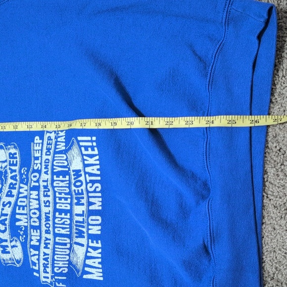 My Cats Prayer Gildan Blue Crewneck Sweatshirt Size Large Vintage Inspired Funny - Picture 8 of 10